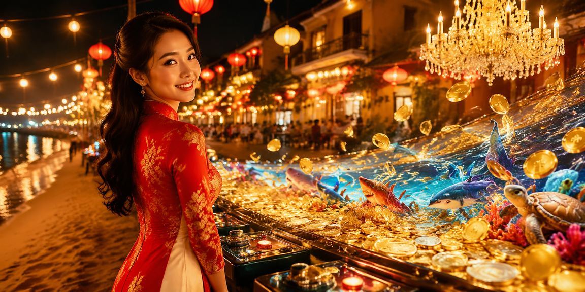 Khung cảnh quán cà phê cá cược tại Hội An với nền tảng mien
